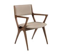 Angel Cerda Mink Leatherette Dining Chair with Walnut-Coloured in Beige Angel Cerda Beige
