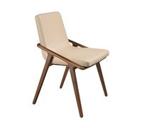 Angel Cerda Mink Leatherette Dining Chair with Walnut Legs in Light Beige Angel Cerda Light Beige