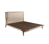 Angel Cerda Mink Leatherette Double Bed with Walnut-Coloured in Beige Angel Cerda Beige Double
