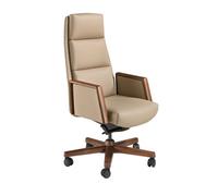 Angel Cerda Leatherette Swivel Office Chair with Walnut Wood Base Angel Cerda Multicolor