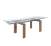Angel Cerdá Rectangular tempered glass and walnut extending dining table 1007