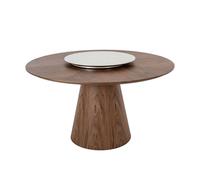 Angel Cerda Model Round Walnut Dining Table with Rotating Marble in Brown Angel Cerda Brown
