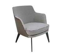 Angel Cerda Modern Armchair Black & White Houndstooth Fabric in Brown Angel Cerda Brown