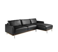 Angel Cerda Modern Black Leather Right Chaise Longue Sofa