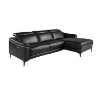Angel Cerda Modern Black Leather Right Chaise Longue Sofa For Ultimate Relaxation