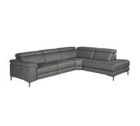 Angel Cerda Modern Dark Grey Leather Chaise Longue Sofa For Ultimate Relaxation
