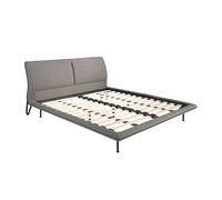 Angel Cerda Elegant Dark Grey Fabric Bed And Black Epoxy-Painted Stainless Steel Legs