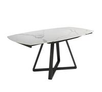 Angel Cerda Modern Oval Barrel Porcelain Marble Dining Table With Black Steel Legs