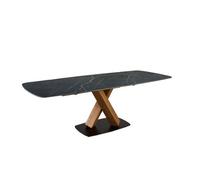 Angel Cerda Modern Oval Extending Dining Table In Porcelain Marble And Walnut