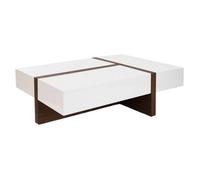 Angel Cerda Modern Rectangular Coffee Table In White And Walnut Wood