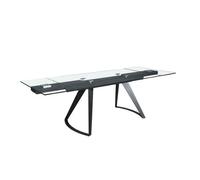 Angel Cerda Modern Rectangular Extendable Dining Table In Tempered Glass And Black Steel