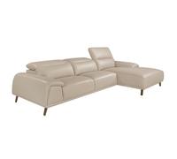 Angel Cerda Modern Right Chaise Longue Sofa In Taupe Grey Leather