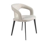 Angel Cerda Off-White Fabric Dining Chair with Armrests Model Angel Cerda Off-White