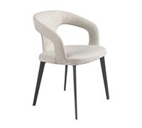 Angel Cerda Off-White Fabric Dining Chair with Armrests Model Angel Cerda Off-White