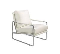 Angel Cerda White Leatherette Armchair with Chromed Stainless Angel Cerda White
