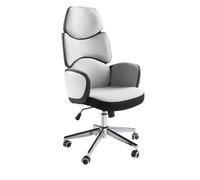 Angel Cerdá Office swivel chair light grey fabric and glossy white pvc 4142