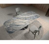 Angel Cerdá Oval Barrel porcelain marble and black steel dining table 1136