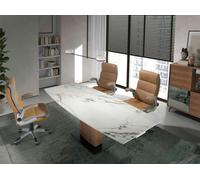 Angel Cerda Oval Extending Dining Table White Porcelain Marble Angel Cerda White