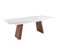 Angel Cerda Oval Barrel Porcelain Marble And Walnut Extending Dining Table