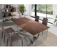 Angel Cerdá Oval Barrel walnut and chrome-plated steel dining table 1097