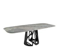 Angel Cerda Oval Blue Porcelain Marble Dining Table with Black Angel Cerda Blue