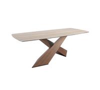 Angel Cerda Oval Dining Table With Barrel-Shaped Porcelain Marble And Walnut Top