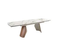 Angel Cerda Oval Extendable Dining Table with Porcelain-Marble Top in White Angel Cerda White