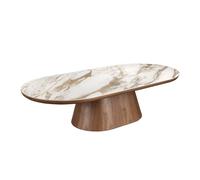 Angel Cerda Oval Half-Round Coffee Table - Porcelain Marble Top in Walnut | Size: 160 cm x 80 cm Angel Cerda Walnut 160 cm x 80 cm
