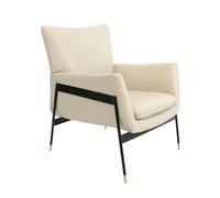 Angel Cerda Armchair, Light Beige Cowhide Leather, Gold Chrome, Black Legs Angel Cerda Light Beige