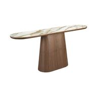 Angel Cerdá Porcelain Marble and Walnut Half Round Oval Console Table 3284