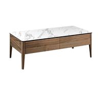 Angel Cerdá Porcelain Marble and Walnut Rectangular Coffee Table 2049