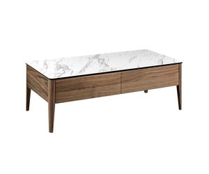 Angel Cerdá Porcelain Marble and Walnut Rectangular Coffee Table 2049