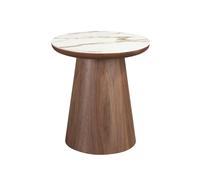 Angel Cerda Porcelain Marble Side Table with Walnut Legs, 49x50 Angel Cerda Walnut