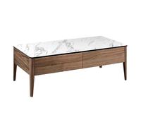 Angel Cerda Porcelain Marble And Walnut Rectangular Coffee Table