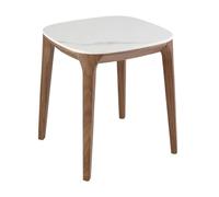 Angel Cerda Elegant Porcelain Marble And Walnut Square Corner Table