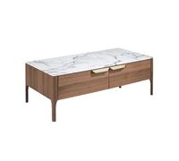 Angel Cerda Rectangular Coffee Table Marble-Effect Glass Top in Brown Angel Cerda Brown