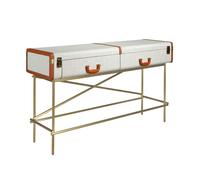 Angel Cerdá Rectangular Console Table, Fabric, Walnut and Golden Polished Steel 3271