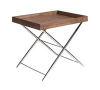 Angel Cerda Modern Rectangular Corner Table In Walnut And Chrome-Plated Steel