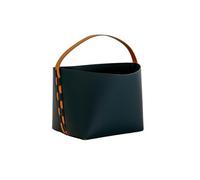 Angel Cerda Rectangular Decorative Storage Basket In Dark Blue Regenerated Leather With Handle