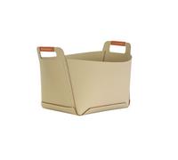 Angel Cerda Rectangular Decorative Storage Basket In Sand-Coloured Regenerated Leather With Handles