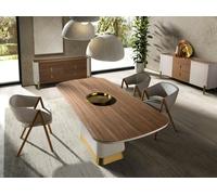 Angel Cerda Elegant Rectangular Dining Table In Walnut And Beige Wood