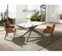 Angel Cerdá Rectangular extendable dining table in porcelain marble and walnut 1157