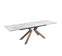Angel Cerda Modern Rectangular Extending Dining Table In Porcelain Marble And Walnut Effect Steel