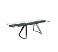 Angel Cerda Rectangular Extendable Dining Table - Tempered Glass in Black Angel Cerda Black
