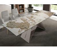 Angel Cerdá Rectangular extending dining table in porcelain marble and taupe grey steel 1114