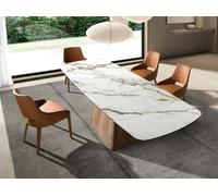 Angel Cerdá Rectangular extending dining table in porcelain marble and walnut wood 1158