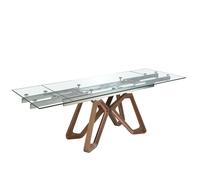 Angel Cerda Rectangular Extending Dining Table Tempered Glass Top in Walnut Angel Cerda Walnut