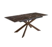 Angel Cerda Rectangular Porcelain Marble And Walnut Effect Steel Extending Dining Table