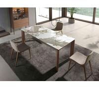 Angel Cerda Rectangular Extendable Dining Table Porcelain Marble in White Angel Cerda White