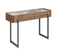 Angel Cerdá Rectangular porcelain marble, walnut and dark metallic steel console table 3254